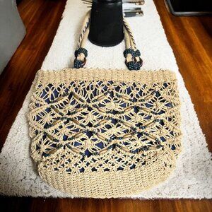 CORN HUSK BEACH Summer Handstitched Handles Bead Accents